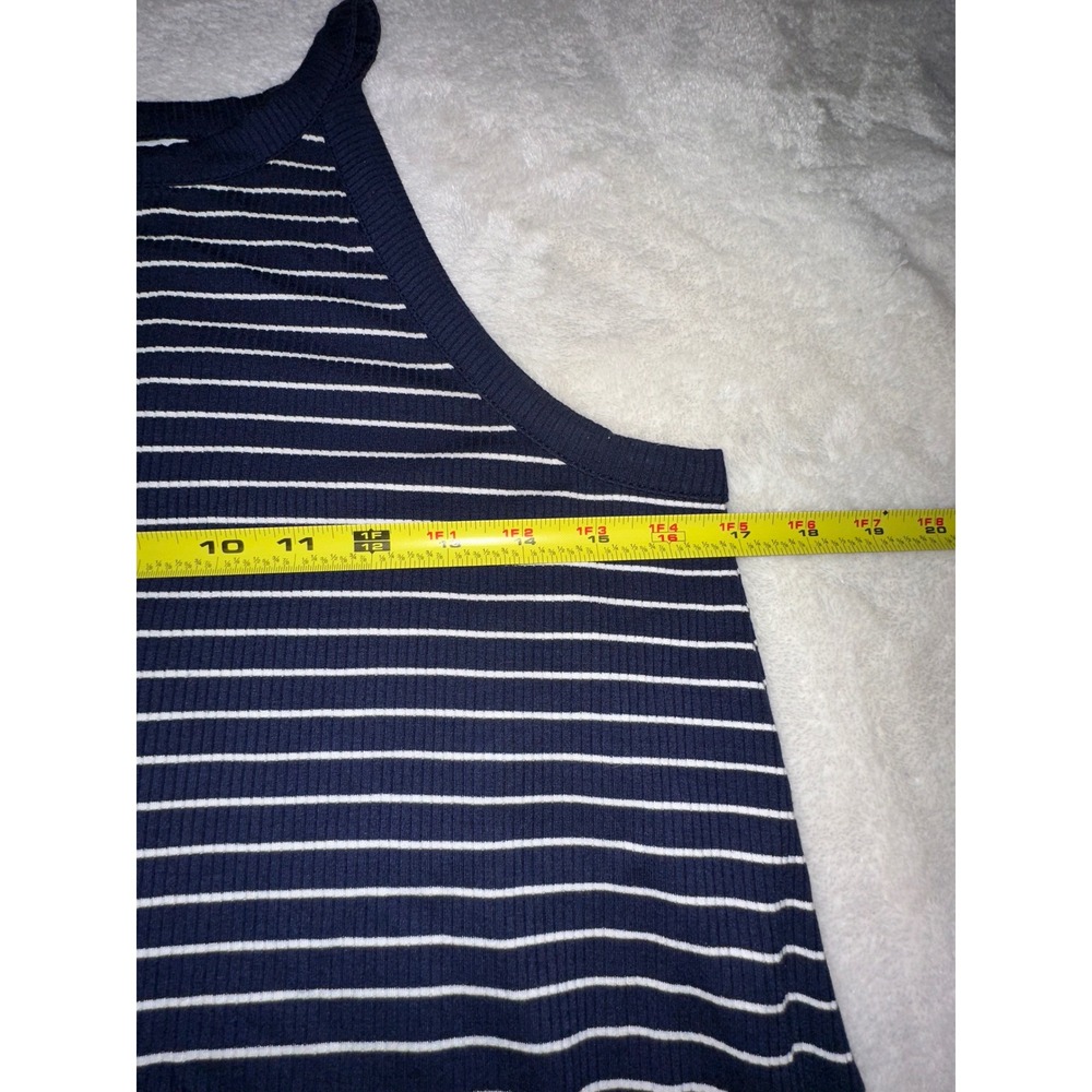 Striped Ribbed Tank Dress‎ Sleeveless Casual Summer Mini Dress - Picture 2 of 4